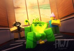 3d ass background_characters balls bive_(regretevator) dildo elevator gnarpy_(regretevator) hrtiowastaken knot penis poob_(regretevator) public_indecency regretevator roblox roblox_game robloxian tagme watermark