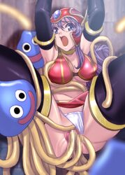 :o armlet armor armpits arms_up bangs bikini_armor black_eyes black_gloves black_legwear bra breast_grab breasts censored choker cleavage clothed_sex clothing dragon_quest dragon_quest_iii elbow_gloves fingering gem gloves group_sex healslime helmet large_breasts lingerie long_hair medium_breasts monster mosaic mosaic_censoring multiple_insertions open_mouth panties panties_aside penetration purple_eyes purple_hair pussy pussy_juice rape restrained sex slime slime_(dragon_quest) slime_monster smile soldier_(dq3) stockings sweet_cat tentacle tentacle_rape tentacle_under_clothes thighhighs thong underboob underwear white_panties