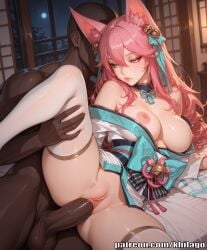 absurd_res ahri ahri_(league_of_legends) ai_generated animal_ears bangs bed bedroom bedroom_eyes bedroom_sex big_black_cock choker cleavage collar cuddling cute cute_face dark-skinned_male dark_background dark_skin dojo ear_fluff exposed_breasts facial_markings female female_focus fox fox_ears fox_girl fucked_from_behind fucked_senseless fucked_silly hair_ornament hi_res highres indoor indoors indoors_sex interracial japanese_clothes khilago kimono league_of_legends leg_grab leg_lift leg_up light-skinned_female light_skin long_hair love night on_back on_bed on_side patreon penetration pink_hair revealing_clothes riot_games see-through self_upload sex sex_from_behind sexy spirit_blossom_ahri spirit_blossom_series spoon_position spooning stockings thigh_highs thighhighs uncensored vaginal_penetration vastaya wide_sleeves