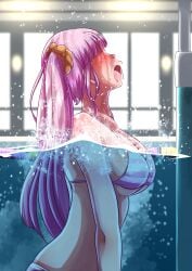 big_breasts bikini breasts breathing collarbone female female_only foxeye_(artist) original original_character pink_hair polon_(foxeye) pool solo solo_female surfacing swimming swimming_pool twintails