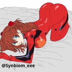 ass_up asuka_(eva) asuka_langley_sohryu bedroom big_ass black_bodysuit blue_eyes blush crawling diaper hair_ornaments lineart looking_back neon_genesis_evangelion nsfw on_bed plugsuit red_hair sketch smile solo_female synbiom.exe thick_thighs tight_clothes white_diaper