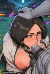 1boy 1girls ai_generated areolae artist_name big_breasts big_penis black_hair bleach bleach:_the_thousand-year_blood_war blue_eyes braid braided_hair braided_ponytail breasts colored_skin commission cum cum_in_mouth cum_inside deepthroat english eyelashes female grey_eyes grey_skin hi_res high_resolution highres hollow_(species) horse_penis horsecock horsecock_on_humanoid huge_cock interspecies japanese_clothes kimono large_areolae large_breasts light-skinned_female light_skin lips male male/female obi open_clothes open_kimono outdoors patreon patreon_url penis renz3n sash straight unohana_retsu village watermark wide_sleeves