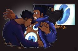 2boys body_horror bulge bulge_through_clothing fat_male foreplay frottage gay human humanoid kinxarts kohichi look_outside male multi_eye nipple_suck sam_(look_outside) vincent_(look_outside) zombie