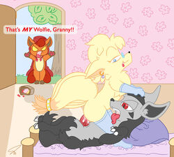 fur furry_tail little_red_riding_hood mightyena multiple_tails ninetales nintendo pokemon pokemon_(species) psyredtails straight_hair tail vulpix