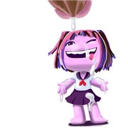 1girls bukkake cum cum_drip littlebigplanet minus8 penis purple_hair purple_skin sackgirl sailor_suit tongue_out wink