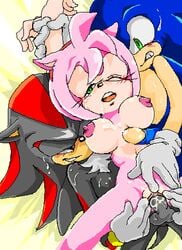 amy_rose anthro breasts female fur group_sex hedgehog male manaita nipples penis shadow_the_hedgehog sonic_(series) sonic_the_hedgehog straight straight_hair