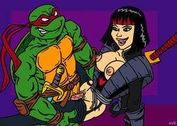 2005 4kids_entertainment bottomless breasts happy_sex karai kunoichi naughty_face nev open_mouth raphael sai_(weapon) straight_hair sword teenage_mutant_ninja_turtles teenage_mutant_ninja_turtles_(2003) tmnt tmnt_2003 vaginal_penetration