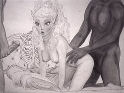 dark-skinned_male doggy_style elf elf_female elfquest interracial joachim_persson leetah nipples penis surprised the_magician