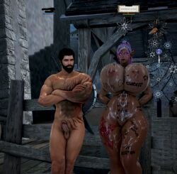 3d bdo big_cock big_penis bimbo black_desert_online body_writing cow_tits cumdumpster dark_elf degradation elf huge_breasts humiliation onahole penis screenshot tattoo tattoos thick_thighs thighs warrior_(black_desert) yourbdowhore