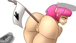 1girls anal anal_insertion anal_object_insertion anal_penetration archer_(clash_of_clans) archer_(clash_royale) ass ass_focus big_ass big_butt chszan_chan clash_(series) clash_a_rama clash_of_clans clash_royale completely_nude completely_nude_female female female_only flag looking_at_viewer looking_back looking_pleasured nude nude_female object_in_ass pink_hair ponytail pussy smile solo solo_female transparent_background