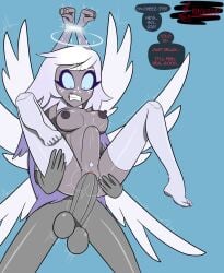1boy 1girl anon bound_wrists breasts cock dialogue emily_(hazbin_hotel) hazbin_hotel hazbin_hotel_(season_2) penetration pussy redquill07 stockings stomach_bulge vivienne_medrano vivziepop