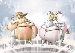 2girls alternate_version_available animated anthro ass_clapping ass_cleavage bendacriss blonde_hair bouncing_ass bouncing_breasts bunny_ears bunny_girl bunny_tail butt_cheeks butt_crack carrot_(one_piece) cellulite choker commission commissioner_upload female female_only honne_dell huge_ass huge_breasts looking_back minkmen_(one_piece) mp4 nipple_tassels one_piece rabbit_humanoid ringo_(touhou) stage stage_lights tagme tassel thick_thighs thigh_socks thighhighs touhou twerking video