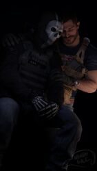 3d 3d_model activision call_of_duty call_of_duty_modern_warfare_2_(2022) clothed friendly friends ghost_(modern_warfare_2) infinity_ward john_mactavish loving_embrace male male_only nightin_galez nonsexual simon_riley soap_(modern_warfare_2) wholesome