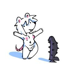 chibi dildo female fur genitals mammal mevka_(artist) natalia_shchur penis poker_face pubes rodent sex_toy simple_background solo spiked_dildo spiked_penis spikes spikes_(anatomy) storyteller_missed_opportunities white_background white_body white_fur