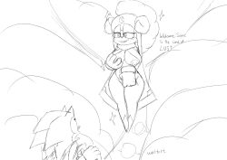 1boy1girl anthro ariem breast_grab breasts female grabbing_own_breast heart-shaped_pupils hedgehog masturbation ram_horn sheep sheep_girl sonic_(series) sonic_dream_team sonic_the_hedgehog sonic_the_hedgehog_(series)