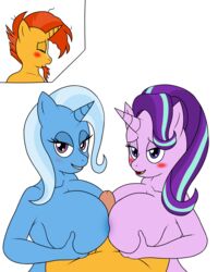 absurdres anthro breasts equid female friendship_is_magic furry group group_sex highres horn humanoid_penis large_breasts male mammal my_little_pony paizuri penis sex starlight_glimmer steelph straight sunburst_(mlp) threesome trixie_(mlp) unicorn