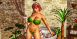 3d areolae arm_band bath bathroom belly belly_button big_breasts bikini bottle brick_wall busty curtain cybercole360 dead_or_alive dead_or_alive_5 dead_or_alive_5_last_round eye_contact eyebrows eyelashes eyeliner eyes eyeshadow face_tattoo female female_only games headband headwear heart_tattoo honoka_(doa) human human_only leaf_bikini legs legs_apart lights looking_at_viewer navel open_mouth petals pink_eyes pink_hair plant plants posing render short_hair solo solo_female standing standing_up stone_wall table towels tub video_games xnalara xps