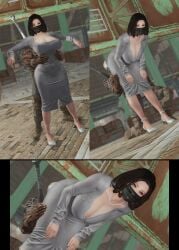 bethesda_softworks body_search dongtan_dress emotrashcan fallout grope groping_breast guard guards tight_dress vault_dweller