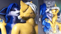 anthro bathing duo female fox_mccloud hi_res krystal male male/female nintendo shower showering showering_together star_fox whitestarfoxline