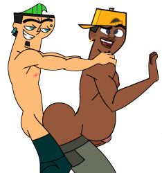 ahe_gao big_ass damien_(tdi) dark_skin duncan_(tdi) eyes_rolling_back gay huge_ass interracial male_only male_penetrating pregnant total_drama_island total_drama_island_(2023) yaoi