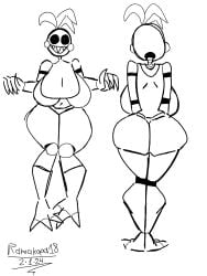 animatronic ass bib big_ass big_breasts five_nights_at_freddy's five_nights_at_freddy's_2 large_breasts large_female ramakopa_(artist) robot robot_girl sketch toy_chica_(fnaf)