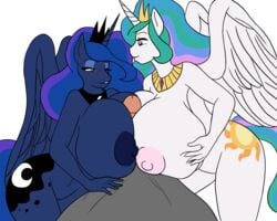 5:4 absurd_res alicorn anthro big_breasts breasts equid female friendship_is_magic furry group group_sex hi_res horn huge_breasts male mammal marauder6272 my_little_pony paizuri penis princess_celestia_(mlp) princess_luna_(mlp) pussy sex sibling sister sisters steelph straight threesome titjob wings