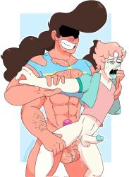 2boys abs balls cartoon_network clothed clothing dilf gay gay_male gay_sex gem gem_(species) gem_fusion genderswap_(ftm) hunk male male_only manly mature mature_male multi_arm multi_limb muscles muscular muscular_male pearl_(steven_universe) penis rule_63 steg_(steven_universe) steven_quartz_universe steven_universe victoreh_draws yaoi