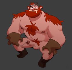 1boy beard boner disney disney_channel erection facial_hair gravity_falls human male male_only manly_dan mature_male muscular muscular_male nude penis posduroo smooth_skin solo