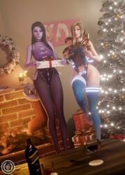 2024 2girls 3d big_ass big_breasts big_butt big_thighs bodysuit christmas christmas_decorations christmas_lights christmas_ornaments christmas_present christmas_tree high_heel_boots high_heels image mercy new_year new_year_2024 new_years_eve overwatch overwatch_2 pantyhose stockings trsensualstudio watermark widowmaker