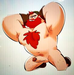 1boy bara beard body_hair boner disney disney_channel erection facial_hair gravity_falls human male male_only manly_dan mature_male muscular muscular_male nude penis posduroo smooth_skin solo