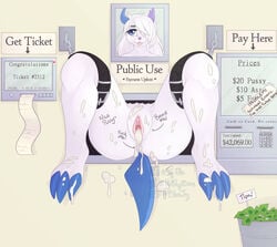 1girls 3_toes absol after_sex alternate_color anthro anthro_only ass big_ass big_feet blue_eyes blue_skin blvejay bodily_fluids body_writing bondage claws clitoris coin cum cum_everywhere cum_in_ass cum_in_pussy cum_inside cum_on_ass cum_on_feet cum_on_tail excessive_cum female furry furry_only genital_fluids glory_hole glory_wall hair_over_one_eye horn jmsdf leaking machine messy money nintendo original_character paws photo_(object) pokémon_(species) pokemon pokemon_(species) pokemon_rse price prostitution public_use pussy silvy solo straps stuck tail thick_thighs through_wall video_games white_fur wide_hips zangoose