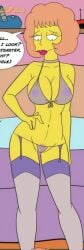 big_breasts lingerie married_woman maude_flanders pink_nipples small_bikini the_simpsons