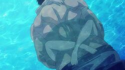 animated big_muscles censored clothed fire_in_his_fingertips fujihashi_ryou gif hunk licking_neck mizuno_souma muscular_back muscular_butt muscular_male pool romantic straight vaginal_penetration water