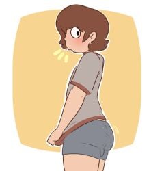 1boy 2023 boxers cl0ckability digital_drawing_(artwork) digital_media_(artwork) feminine_male gay hips neil_nordegraf penis_bulge presenting_hindquarters pulling_shirt_down scott_pilgrim scott_pilgrim_takes_off solo_male