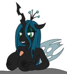 anthro arthropod big_breasts black_background breasts changeling faceless_male fangs female friendship_is_magic furry green_eyes hi_res horn male my_little_pony nipples paizuri penis queen_chrysalis_(mlp) sex simple_background steelph straight titjob wings