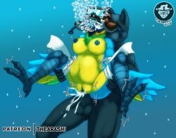 1boy 1girls avian bird bird_girl bubbles cumflation female furry indigo_park macaw male mollie_macaw neotropical_parrot nude parrot patreon request sex tagme thearashi true_parrot underwater