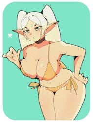 ass big_ass big_breasts big_butt big_thighs big_titties bikini breasts clothing curvaceous curvaceous_female curvaceous_figure curvy curvy_figure curvy_hips dayronz1 female female_focus frieren green_eyes looking_at_viewer sousou_no_frieren white_hair