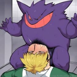 ai_generated deepthroat gay gay_blowjob gay_domination gengar hardcore intense_blowjob male pokemon pokemon_(species) pokephilia