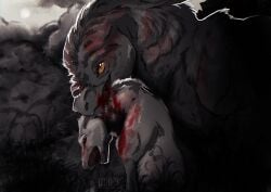 absurd_res ambiguous_gender blood blood_from_mouth blood_in_mouth blood_on_face blood_splatter bodily_fluids cloud death digital_media_(artwork) dinosaur dromaeosaurid feral fur gore gore_focus hanabi_(shyryp) hi_res itami_toshiro male mammal open_mouth predator/prey prehistoric_species reptile scalie shyryp sky solo teeth theropod utahraptor yellow_eyes
