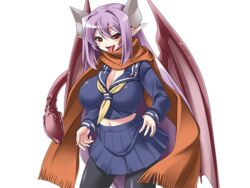 alma_elma clothing demon_girl demon_horns demon_wings game_cg horns mon-musu_quest! monster_girl monster_girl_quest official_art school_uniform schoolgirl skirt succubus succubus_horns succubus_queen succubus_tail succubus_wings tagme tail uniform