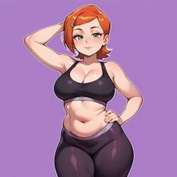 2d ai_generated ben_10 cartoon cartoon_network cartoony curvy cute gwen_tennyson leggings needmymommy western_art