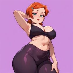 2d ai_generated ben_10 cartoon cartoon_network cartoony curvy cute gwen_tennyson leggings needmymommy western_art