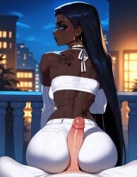 1girls ai_generated bare_shoulders big_breasts bitch black_hair black_lips black_lipstick black_mascara blue_eyes breasts choker curvy curvy_figure dark-skinned_female dominant dominant_female earrings eyelashes eyeshadow female fit fit_female goth goth_girl gothic jamila_(xandr) large_breasts long_hair makeup mature_female milf pants queen sexy straight_hair taller_girl tatoos tattoo thick_ass thick_thighs thight_clothing turtleneck very_dark-skinned_female very_long_hair xandr