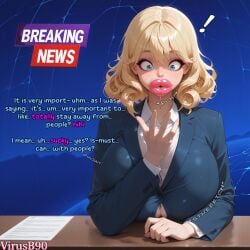 ! ai_generated areola areola_slip artist_name bimbofication black_jacket black_suit blazer blonde_hair blue_background blue_eyes blue_jacket blush body_control boob_window breast_expansion breast_rest breasts breasts_bigger_than_head breasts_on_table bursting_breasts business_suit busty busty_female button_gap buttoned_cuffs buttons chains chewing_gum choker cleavage collared_shirt comic constricted_pupils corruption cover curly_hair desk dress_shirt english_text engrish_text expansion eyelashes female fingernails flying_button formal gigantic_breasts hair_between_eyes hand_up huge_areolae huge_breasts hyper hyper_breasts hyper_lips infected infection jacket lapels large_breasts lip_expansion lips lipstick lipstick_mark long_hair long_sleeves looking_at_viewer looking_down makeup map massive_breasts medium_hair meme nipples nose oc office_lady open_mouth original original_character pacifier paper parted_lips partially_unbuttoned patreon_username pink_lips pink_nails popped_button ranguage remote russian_text school_uniform shirt shocked short_hair sitting sky solo suit suit_jacket surprised surprised_expression table tagme taut_clothes thick_lips tight_clothing torn_clothing transformation undersized_clothes upper_body veins veiny_breasts virus virusb90 voluptous voluptous_female wardrobe_malfunction wavy_hair web_address white_shirt wide-eyed wobbling_breasts