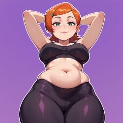 2d ai_generated ben_10 cartoon cartoon_network cartoony curvy cute gwen_tennyson leggings needmymommy western_art