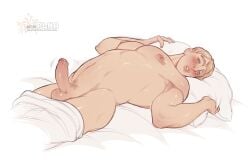 1boy bara big_penis blush blush_lines blushing_at_viewer foreskin foreskin_folds gay gay_male large_penis male male_focus male_only malesub original original_character pants pants_down penis penis_out pinup plna presenting presenting_penis solo solo_focus submission submissive submissive_male uncircumcised yaoi