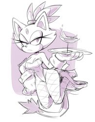 1girls blaze_the_cat bodysuit breasts drink female female_only misswerehog sketch solo sonic_(series)