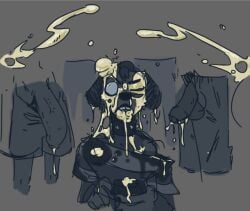 animal_humanoid anthro arm_stockings big_penis bigbun_3 bodily_fluids bubble bun-e canid canid_humanoid canine canine_humanoid clothing collar cum cum_bubble cum_drip cum_everywhere cum_in_mouth cum_inside cum_on_clothing cum_on_face cum_on_head cum_on_object cum_on_shoulder cum_stain dripping ejaculation excessive_cum excessive_genital_fluids gap_teeth genital_fluids genitals group humanoid lipstick makeup mammal mammal_humanoid messy one_eye_closed pattern_clothing pattern_shirt pattern_topwear penis shirt spiked_collar spikes striped_clothing striped_shirt striped_topwear stripes surprised_expression topwear