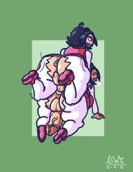 anal_penetration big_ass big_breasts bluestarwishes futa_on_futa futa_only nene_(newgrounds) post-transformation shortstack shortstackification transformation