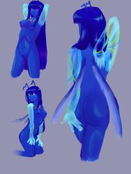 alien alien_humanoid ass ass_focus battle_for_dream_island bfdi blue_body blue_hair blue_skin breasts female full_render gijinka naked nude object_show object_shows one_(bfdi) rendered sitting transparent_limbs